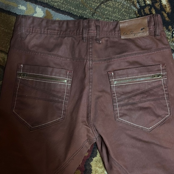 Burgundy Slim Jeans with Glossy Red Paint Effect - Picture 3 of 8